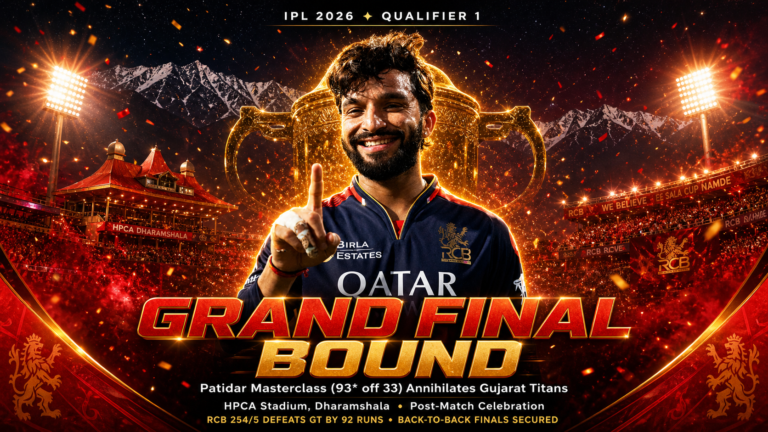 Rajat Patidar’s Explosive 93 Sends RCB Into IPL 2026 Final