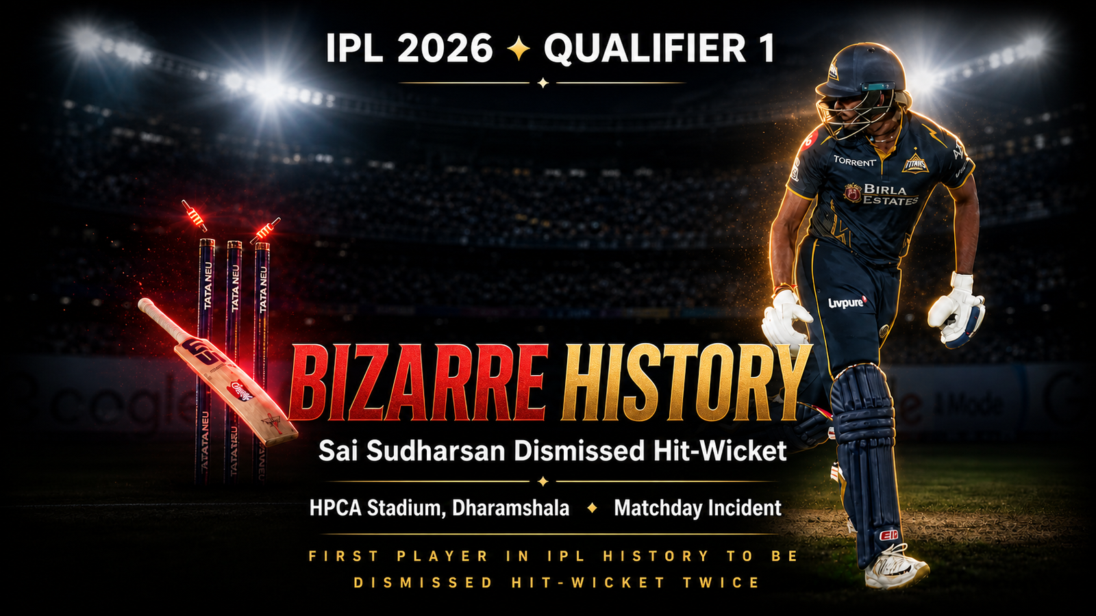 Sai Sudharsan Creates Unwanted IPL History With Freak Hit-Wicket Dismissal