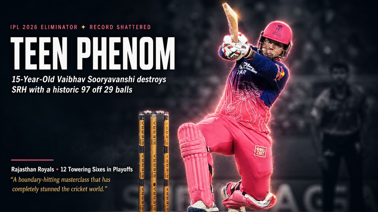 Vaibhav Sooryavanshi’s 29-Ball Carnage Stuns IPL 2026 Playoffs