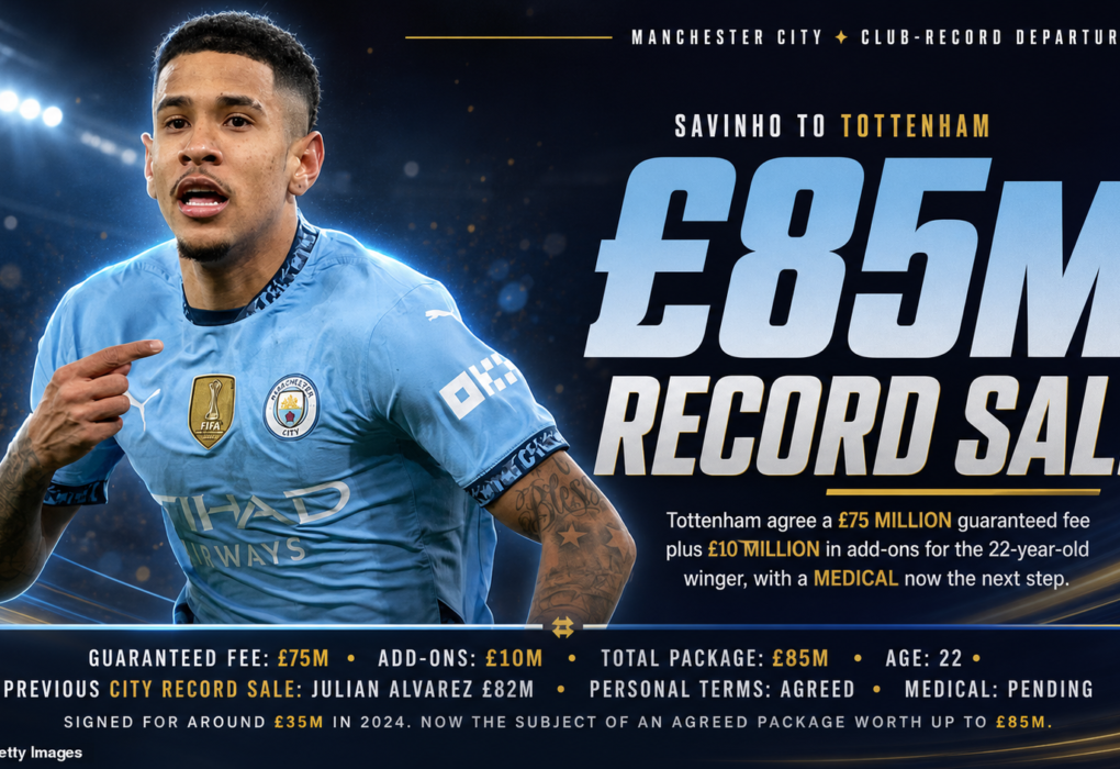 Savinho Tottenham 85 million deal