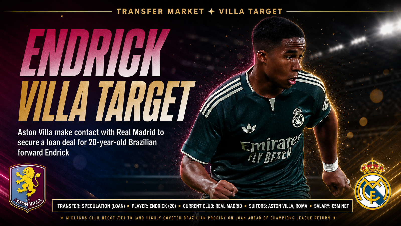 Aston Villa Endrick loan Real Madrid