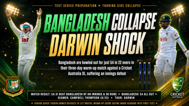 Bangladesh warm-up collapse Australia Darwin