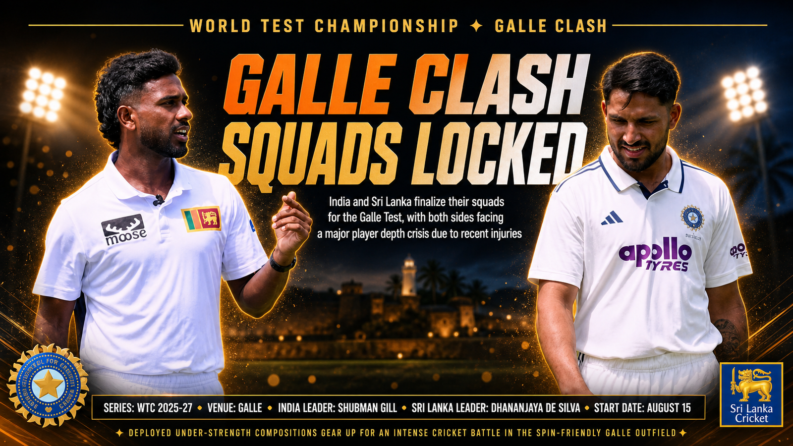 India Sri Lanka Galle Test squads